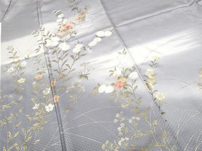 平和屋着物●中国三大刺繍　スワトウ刺繍　訪問着　冊子草花文　暈し染め　金彩　正絹　逸品　CABI2753yc