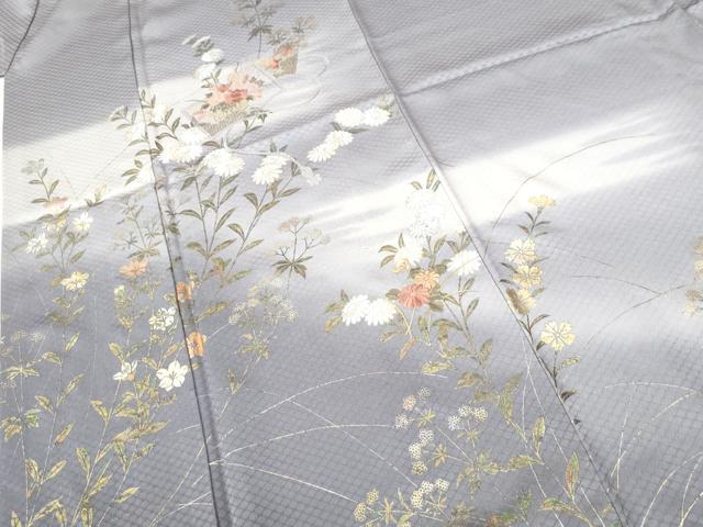 平和屋着物●中国三大刺繍　スワトウ刺繍　訪問着　冊子草花文　暈し染め　金彩　正絹　逸品　CABI2753yc