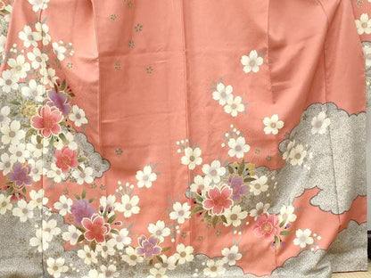 平和屋着物●豪華振袖　駒刺繍　雲取り舞桜文　金彩　正絹　逸品　未使用　CABI2760yc