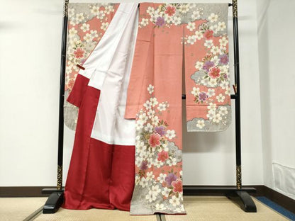 平和屋着物●豪華振袖　駒刺繍　雲取り舞桜文　金彩　正絹　逸品　未使用　CABI2760yc