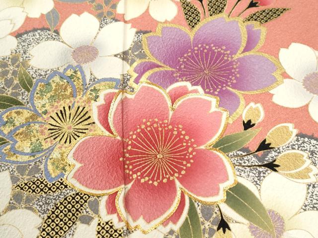 平和屋着物●豪華振袖　駒刺繍　雲取り舞桜文　金彩　正絹　逸品　未使用　CABI2760yc