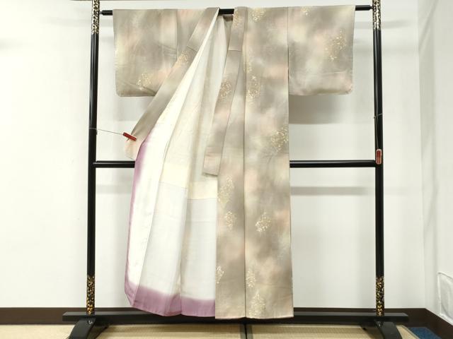 平和屋着物▼上質な小紋　地紋起こし　樹林文　暈し染め　正絹　逸品　未使用　CABI2761yc