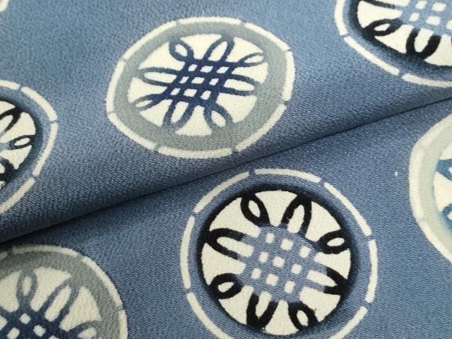 平和屋着物●上質な小紋　型染め　吉祥丸文　鬼しぼ縮緬　正絹　逸品　CABI2766yc