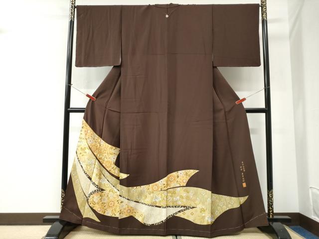 平和屋着物●豪華色留袖　作家物　駒刺繍　唐草文様　本金箔　正絹　逸品　未使用　CABI2767yc