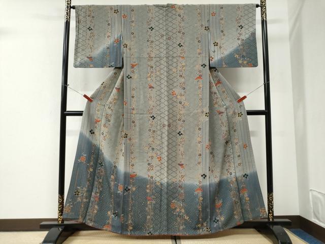 平和屋着物●訪問着　松花唐草文　暈し染め　金彩　鬼しぼ縮緬　正絹　逸品　CABI2768yc