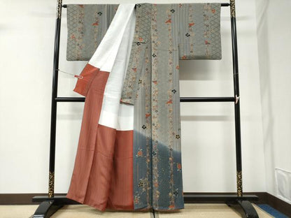 平和屋着物●訪問着　松花唐草文　暈し染め　金彩　鬼しぼ縮緬　正絹　逸品　CABI2768yc