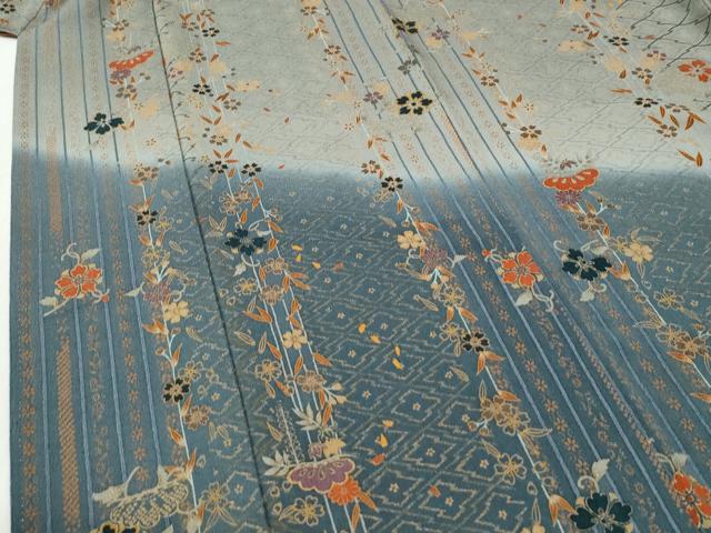 平和屋着物●訪問着　松花唐草文　暈し染め　金彩　鬼しぼ縮緬　正絹　逸品　CABI2768yc