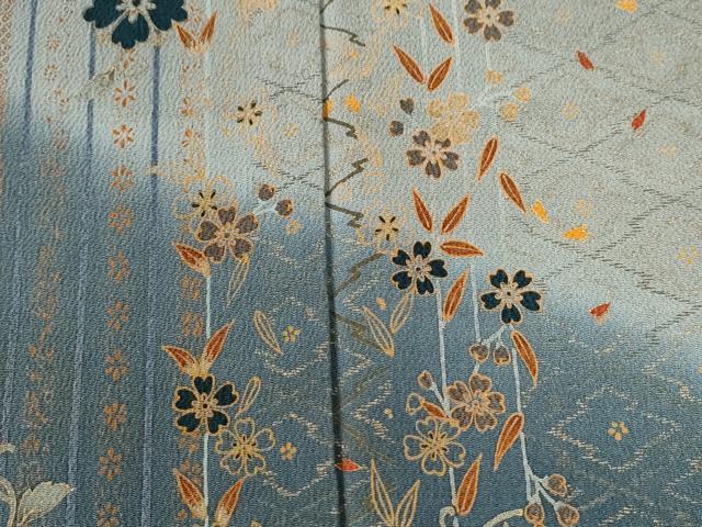 平和屋着物●訪問着　松花唐草文　暈し染め　金彩　鬼しぼ縮緬　正絹　逸品　CABI2768yc