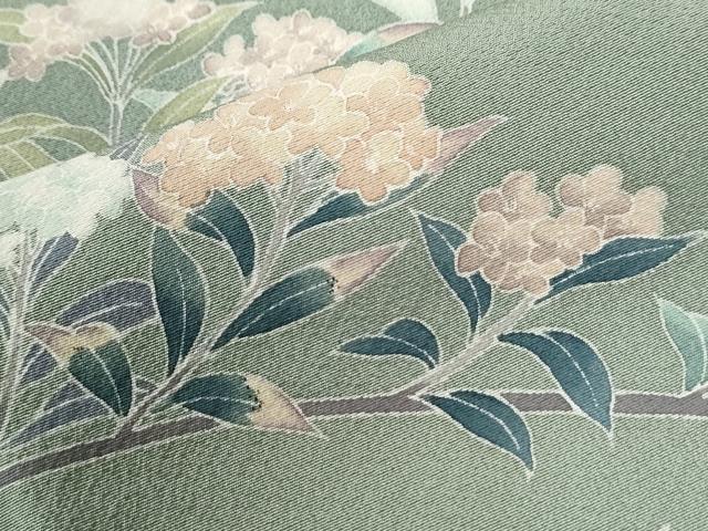 平和屋着物●訪問着　友禅　流水籬草花文　暈し染め　正絹　逸品　CABI2769