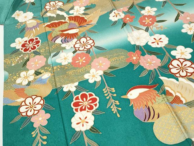 平和屋着物●豪華振袖　駒刺繍　エ霞鳳凰鴛鴦枝花文　暈し染め　金彩　正絹　逸品　CABI2776yc