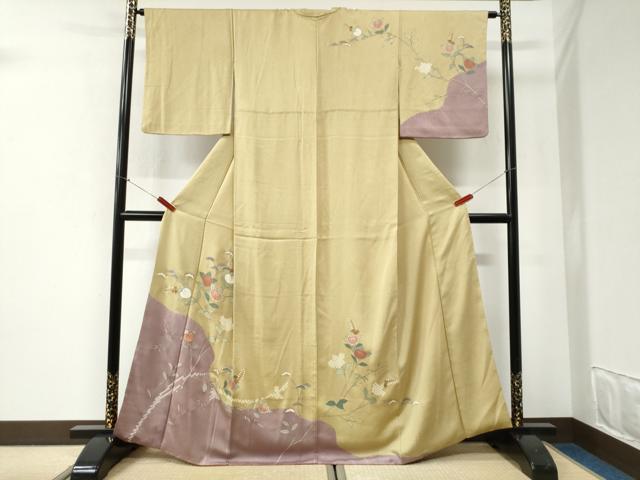 平和屋着物●訪問着　絞り　枝橘　金彩　正絹　逸品　CABI2777yc