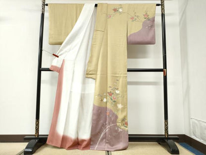 平和屋着物●訪問着　絞り　枝橘　金彩　正絹　逸品　CABI2777yc