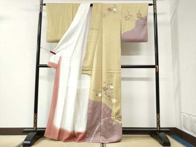平和屋着物●訪問着　絞り　枝橘　金彩　正絹　逸品　CABI2777yc