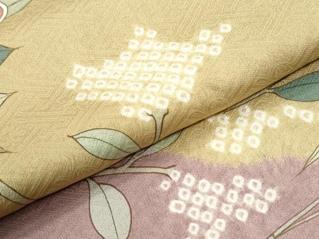 平和屋着物●訪問着　絞り　枝橘　金彩　正絹　逸品　CABI2777yc