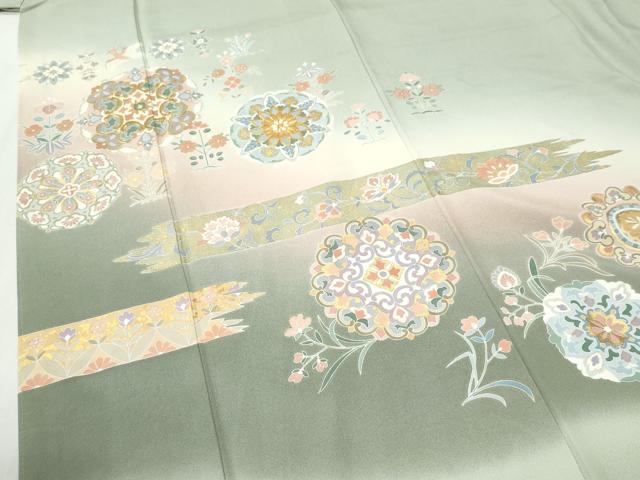 平和屋着物●豪華色留袖　作家物　駒刺繍　霞飛鳥更紗花唐草文　暈し染め　金彩　三越扱い　正絹　逸品　CABI2778yc