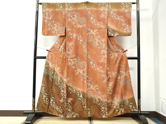 平和屋着物●訪問着　花蝶文　暈し染め　金彩　正絹　逸品　CABI2780yc