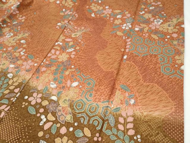平和屋着物●訪問着　花蝶文　暈し染め　金彩　正絹　逸品　CABI2780yc