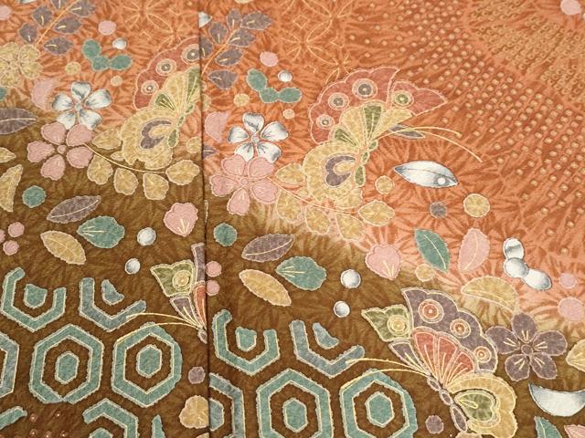 平和屋着物●訪問着　花蝶文　暈し染め　金彩　正絹　逸品　CABI2780yc