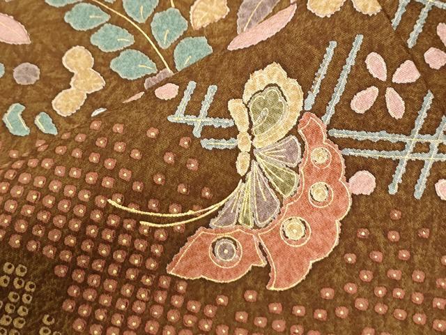 平和屋着物●訪問着　花蝶文　暈し染め　金彩　正絹　逸品　CABI2780yc