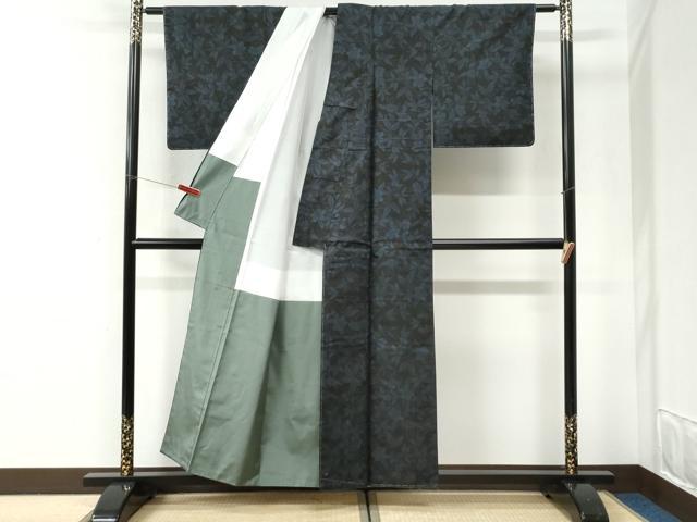 平和屋着物●本場大島紬　7マルキ　泥染め　枝花文　みなみ紬謹製　証紙付き　正絹　逸品　未使用　CABI2783yc
