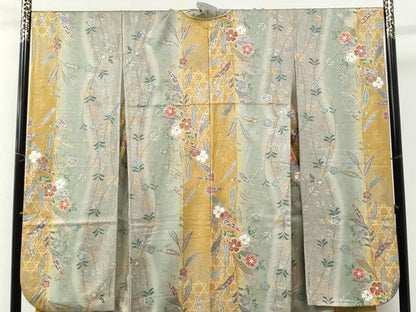 平和屋着物●豪華振袖　網目枝花文　暈し染め　金彩　正絹　逸品　CABI2786yc