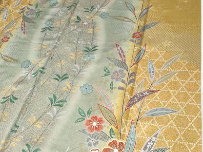 平和屋着物●豪華振袖　網目枝花文　暈し染め　金彩　正絹　逸品　CABI2786yc