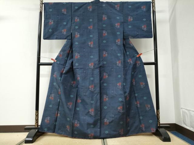 平和屋着物●本場村山大島紬　9マルキ　短冊吉祥花文　正絹　逸品　未使用　CABI2787yc