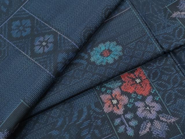 平和屋着物●本場村山大島紬　9マルキ　短冊吉祥花文　正絹　逸品　未使用　CABI2787yc