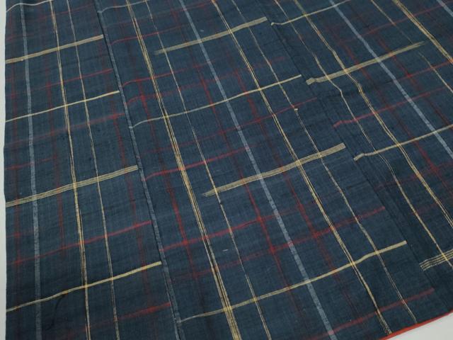 平和屋着物●郡上紬　草木染　格子　正絹　逸品　CABI2789yc