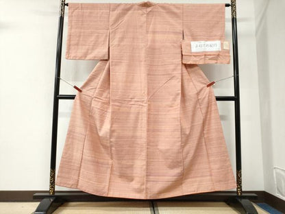 平和屋着物●紅花紬　よねざわ紀行　トップ染　霞文　証紙付き　正絹　逸品　CABI2791yc