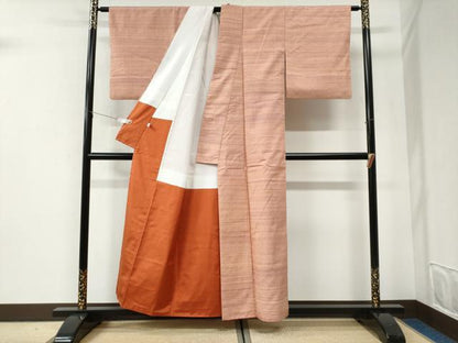 平和屋着物●紅花紬　よねざわ紀行　トップ染　霞文　証紙付き　正絹　逸品　CABI2791yc