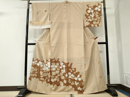 平和屋着物●本塩沢　訪問着　刺繍　秀佳夢きもの　枝葉文　反端付き　正絹　逸品　未使用　CABI2793yc