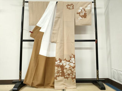平和屋着物●本塩沢　訪問着　刺繍　秀佳夢きもの　枝葉文　反端付き　正絹　逸品　未使用　CABI2793yc