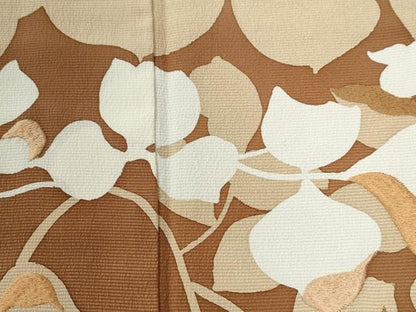 平和屋着物●本塩沢　訪問着　刺繍　秀佳夢きもの　枝葉文　反端付き　正絹　逸品　未使用　CABI2793yc
