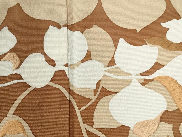 平和屋着物●本塩沢　訪問着　刺繍　秀佳夢きもの　枝葉文　反端付き　正絹　逸品　未使用　CABI2793yc