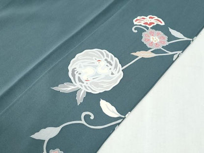 平和屋着物●訪問着　駒刺繍　牡丹飛鶴花唐草文　蛍暈し　金彩　正絹　逸品　CABI2796yc