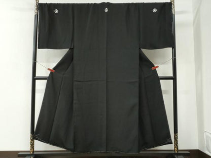 平和屋着物●男性 黒紋付 キングサイズ 正絹 逸品 未使用 CABI2797yc