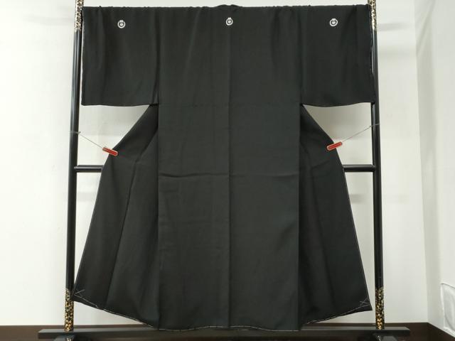 平和屋着物●男性 黒紋付 キングサイズ 正絹 逸品 未使用 CABI2797yc