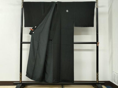 平和屋着物●男性 黒紋付 キングサイズ 正絹 逸品 未使用 CABI2797yc