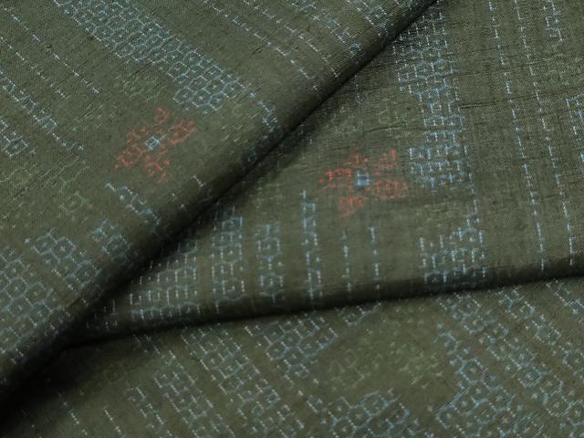 平和屋着物●結城紬　80亀甲　草花文　正絹　逸品　CABI2798yc