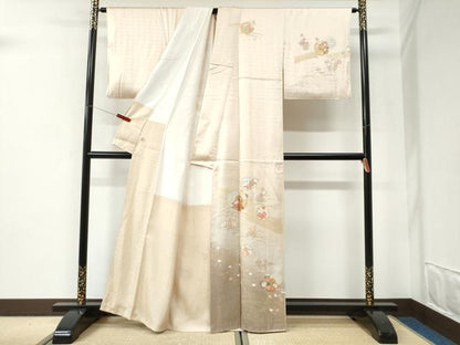 平和屋着物●訪問着　雪輪草花文　金彩　正絹　逸品　CABI2800yc