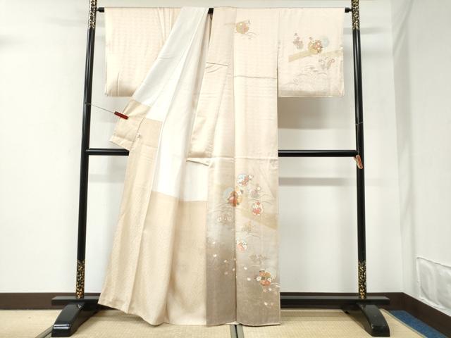 平和屋着物●訪問着　雪輪草花文　金彩　正絹　逸品　CABI2800yc