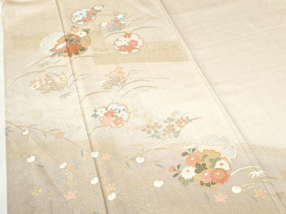 平和屋着物●訪問着　雪輪草花文　金彩　正絹　逸品　CABI2800yc