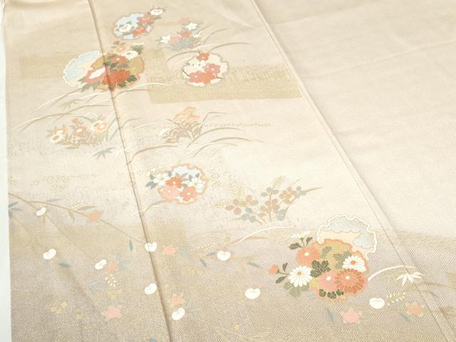 平和屋着物●訪問着　雪輪草花文　金彩　正絹　逸品　CABI2800yc