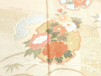 平和屋着物●訪問着　雪輪草花文　金彩　正絹　逸品　CABI2800yc