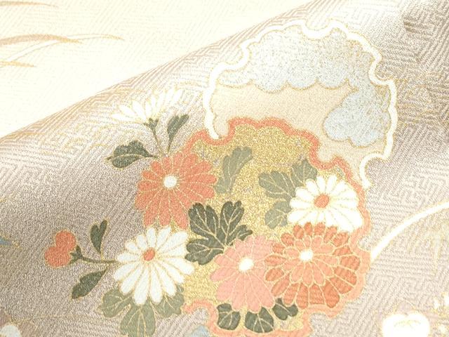 平和屋着物●訪問着　雪輪草花文　金彩　正絹　逸品　CABI2800yc