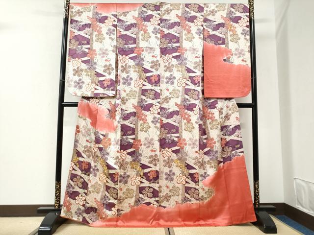 平和屋着物●訪問着　駒刺繍　雲取り葡萄蔦の葉文　暈し染め　正絹　逸品　CABI2801yc
