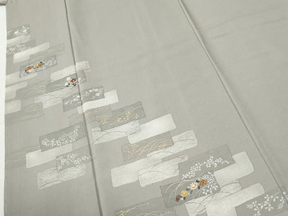 平和屋着物●訪問着　刺繍　短冊吉祥花文　金彩　正絹　逸品　未使用　CABI2803yc