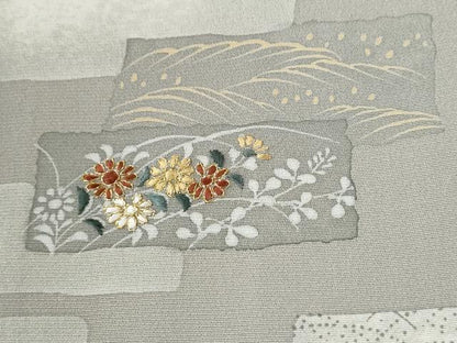平和屋着物●訪問着　刺繍　短冊吉祥花文　金彩　正絹　逸品　未使用　CABI2803yc
