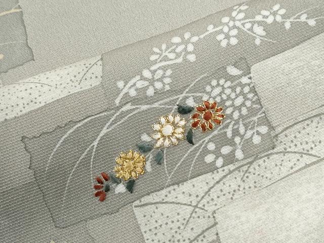 平和屋着物●訪問着　刺繍　短冊吉祥花文　金彩　正絹　逸品　未使用　CABI2803yc